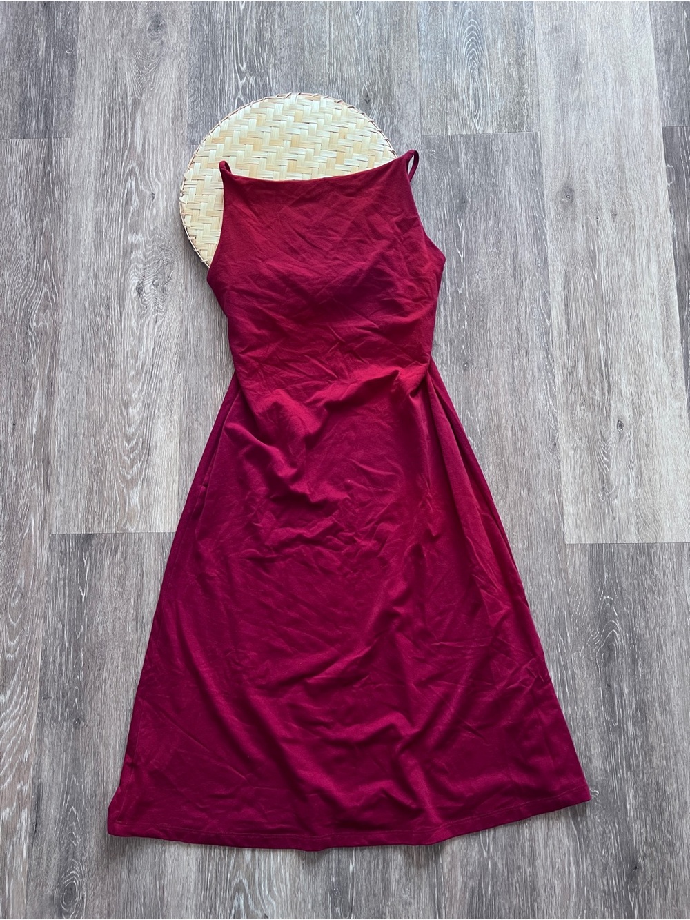 Susana Monaco red wine‎ spaghetti strap Aline midi dress